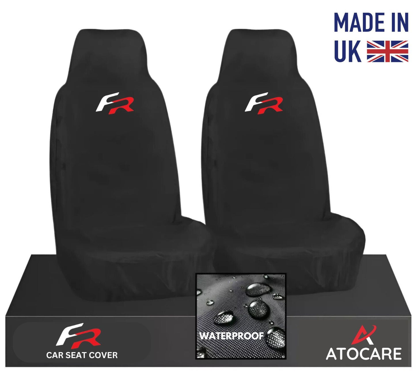 2 x Black Front Car Seat Covers Waterproof for Seat Ibiza Toledo Leon Alhambra