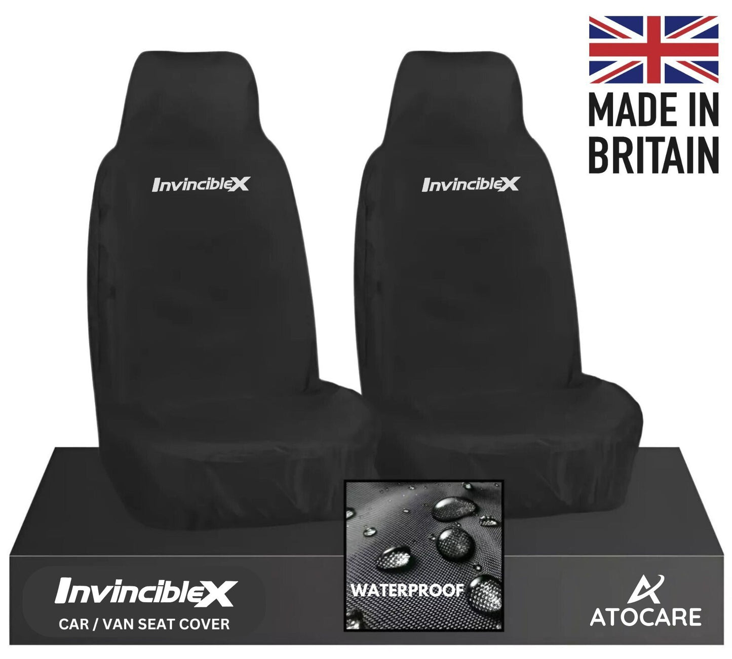 FOR TOYOTA HILUX WATERPROOF HEAVY DUTY FRONT 2 X PREMIUM SEAT COVERS BLACK