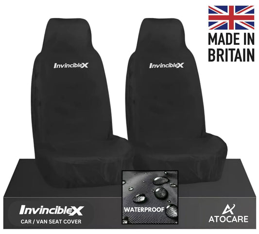 FOR TOYOTA HILUX WATERPROOF HEAVY DUTY FRONT 2 X PREMIUM SEAT COVERS BLACK