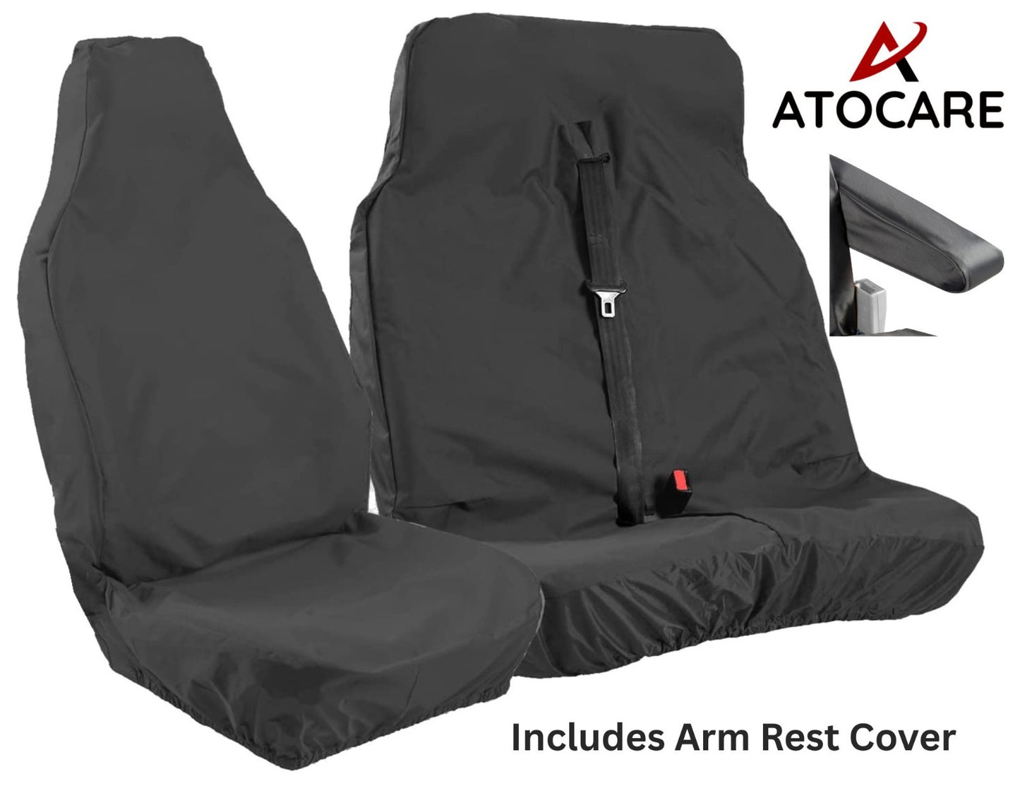 Fits Fiat Ducato Waterproof Heavy Duty Van Seat Covers Black 2+1 Inc Arm Cover