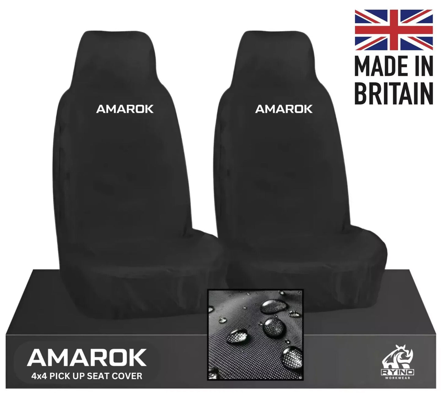 FITS VW AMAROK PREMIUM FRONT SEAT COVER HEAVY DUTY WATERPROOF BLACK ALL YEARS